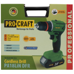 Шуруповерт акумуляторний ProCraft PA18LiN DFR 20В (1 АКБ, знімний патрон)