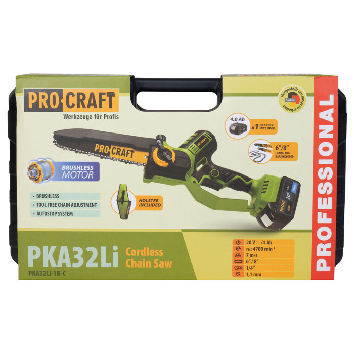 Акумуляторна міні пила ProCraft PKA32Li 20В (1 АКБ, кобура, 6"/8")