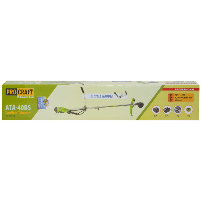 Акумуляторний триммер Procraft ATA40BS (1 АКБ та ЗУ) велосипедна ручка