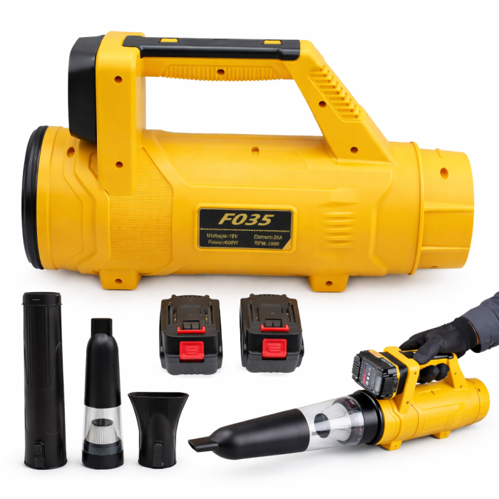 Акумуляторна повітродувка-пилосос F035 18В з 2 АКБ та насадками 600W