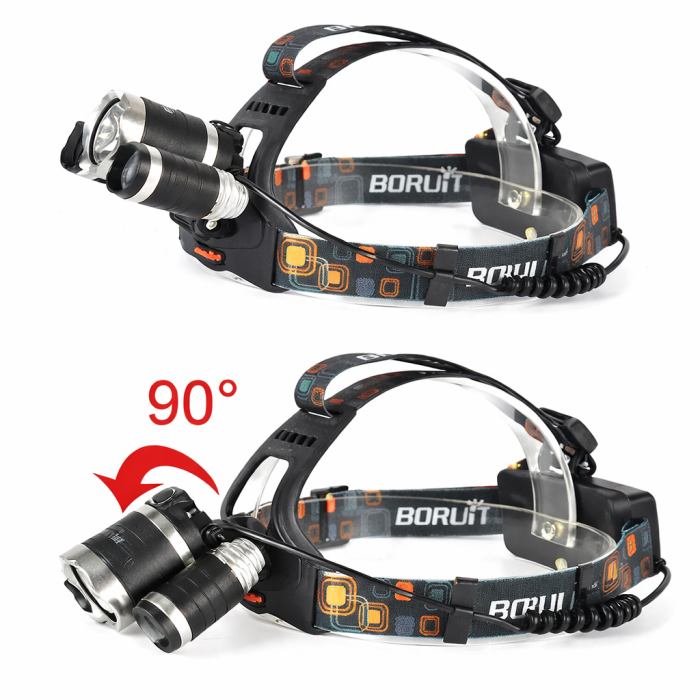 Налобный фонарь RJ-3000 T6 + 2XPE (2 аккумулятора, мощный LED)