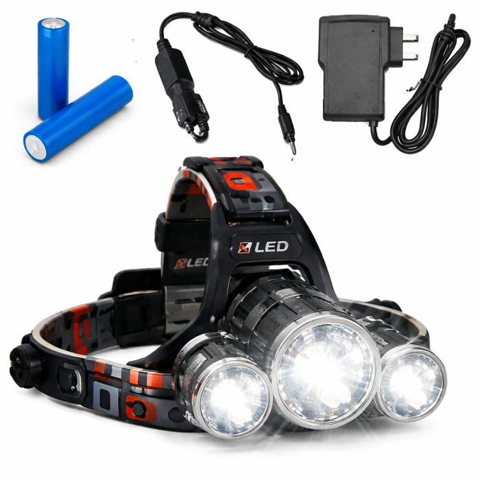 Налобный фонарь RJ-3000 T6 + 2XPE (2 аккумулятора, мощный LED)